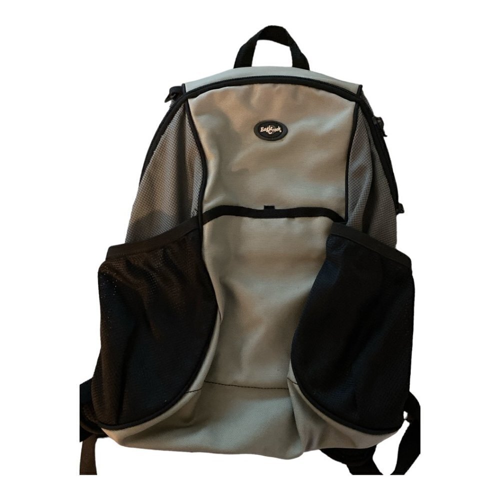 Eagle Creek backpack, daypack , black and gray canvass with black mesh pockets